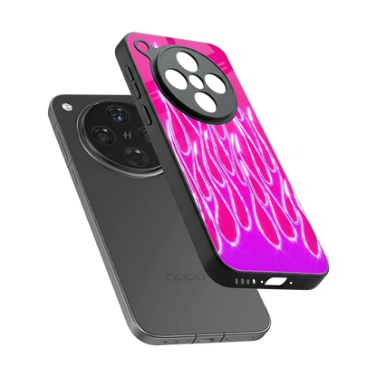 Flames Hot Pink sleek oppo find x8 cover with tempered glass back and TPU edges