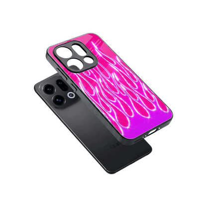 Flames Hot Pink sleek oppo find x9 cover with tempered glass back and TPU edges