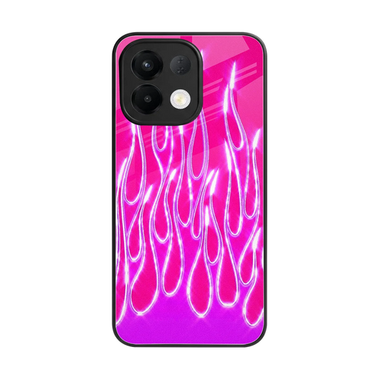Flames Hot Pink back phone cover | glass case for oppo k13 5g