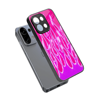 Flames Hot Pink sleek oppo k13 5g cover with tempered glass back and TPU edges