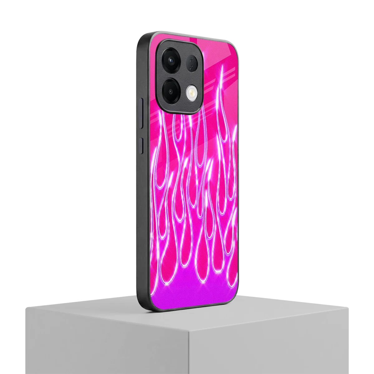 Flames Hot Pink oppo k13 5g mobile cover | shockproof glass phone case