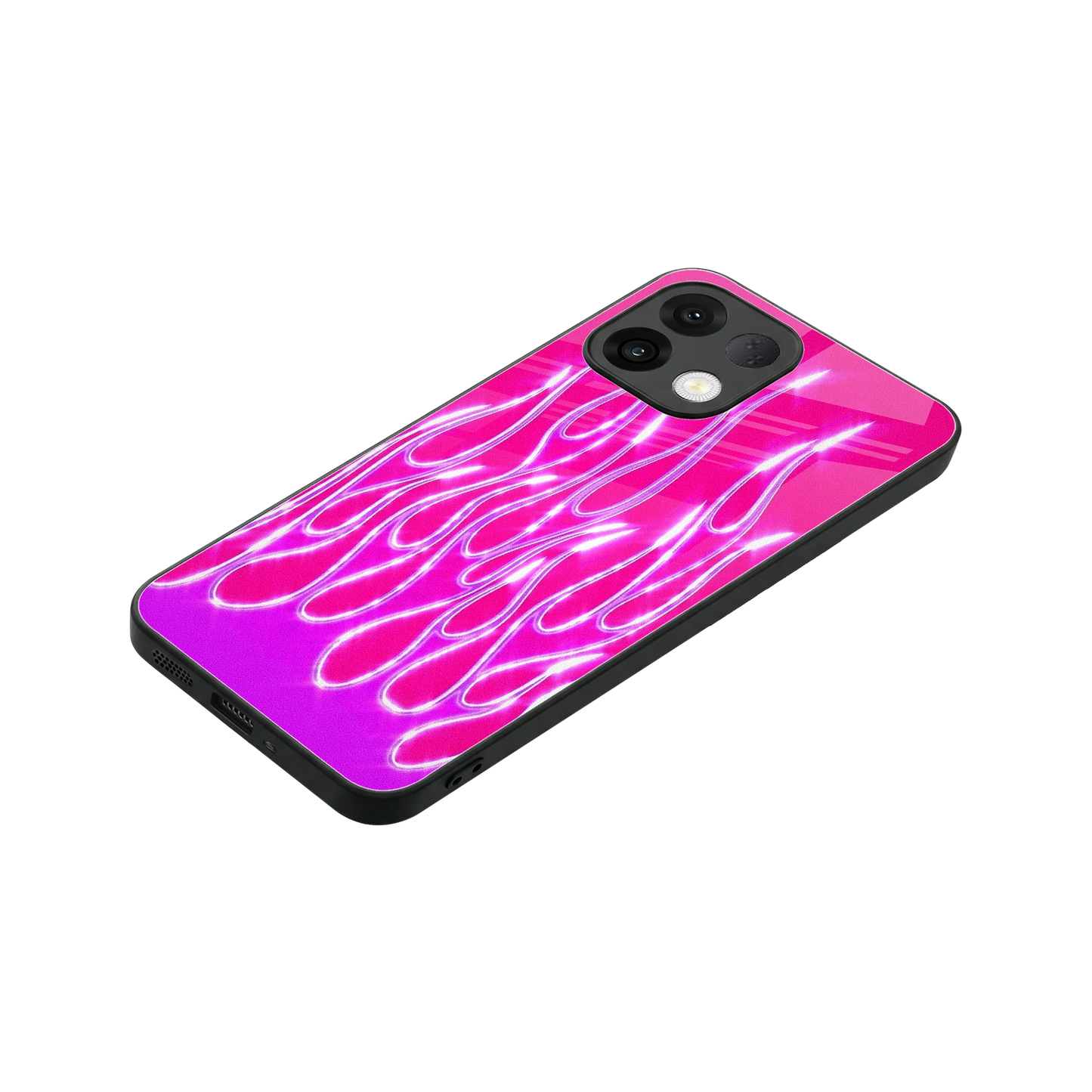 Flames Hot Pink stylish phone case for oppo k13 5g | glossy glass and slim fit