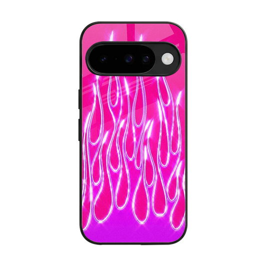 Flames Hot Pink back phone cover | glass case for google pixel 10