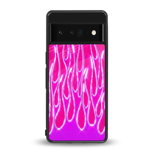 Flames Hot Pink back phone cover | glass case for google pixel 6 pro