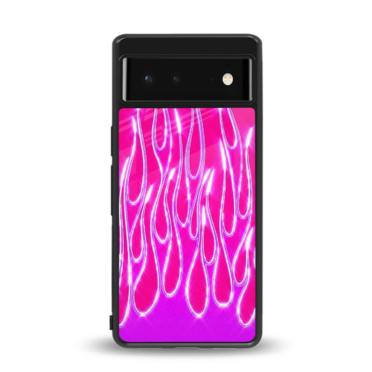 Flames Hot Pink back phone cover | glass case for google pixel 6