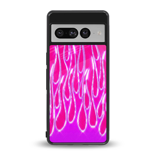 Flames Hot Pink back phone cover | glass case for google pixel 7 pro