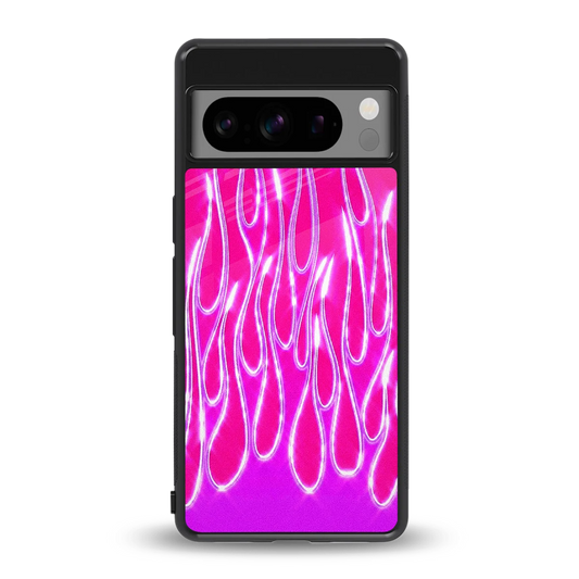 Flames Hot Pink back phone cover | glass case for google pixel 8 pro