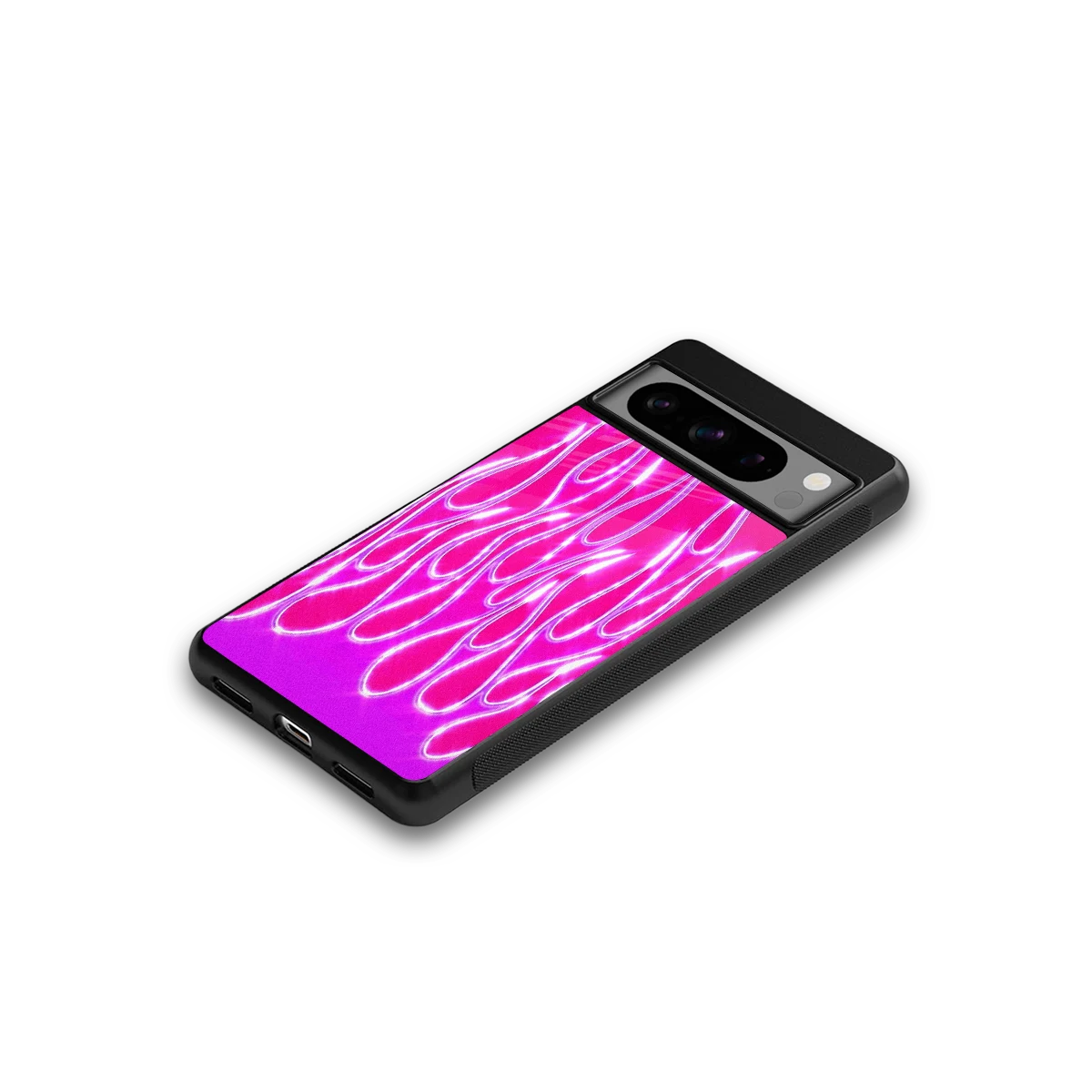 Flames Hot Pink google pixel 8 pro mobile cover | shockproof glass phone case