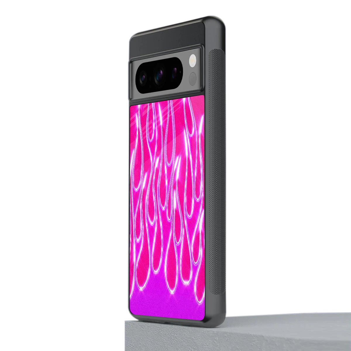 Flames Hot Pink stylish phone case for google pixel 8 pro | glossy glass and slim fit