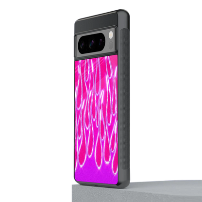 Flames Hot Pink stylish phone case for google pixel 8 pro | glossy glass and slim fit