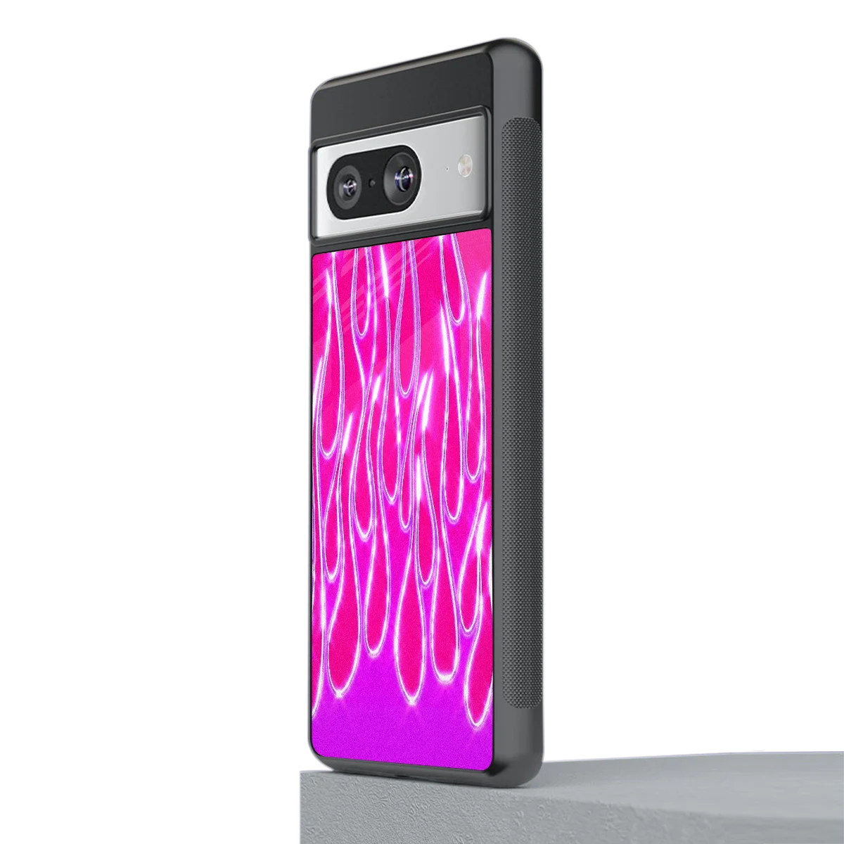 Flames Hot Pink stylish phone case for google pixel 8 | glossy glass and slim fit