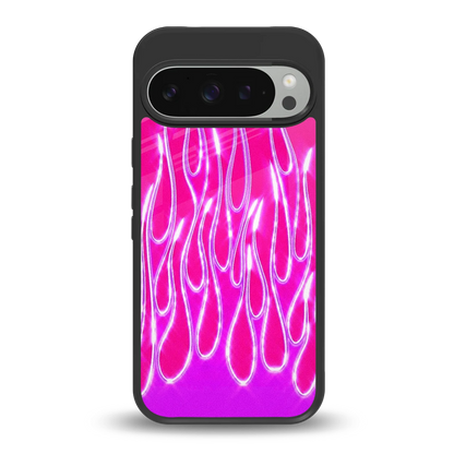 Flames Hot Pink back phone cover | glass case for google pixel 9 pro