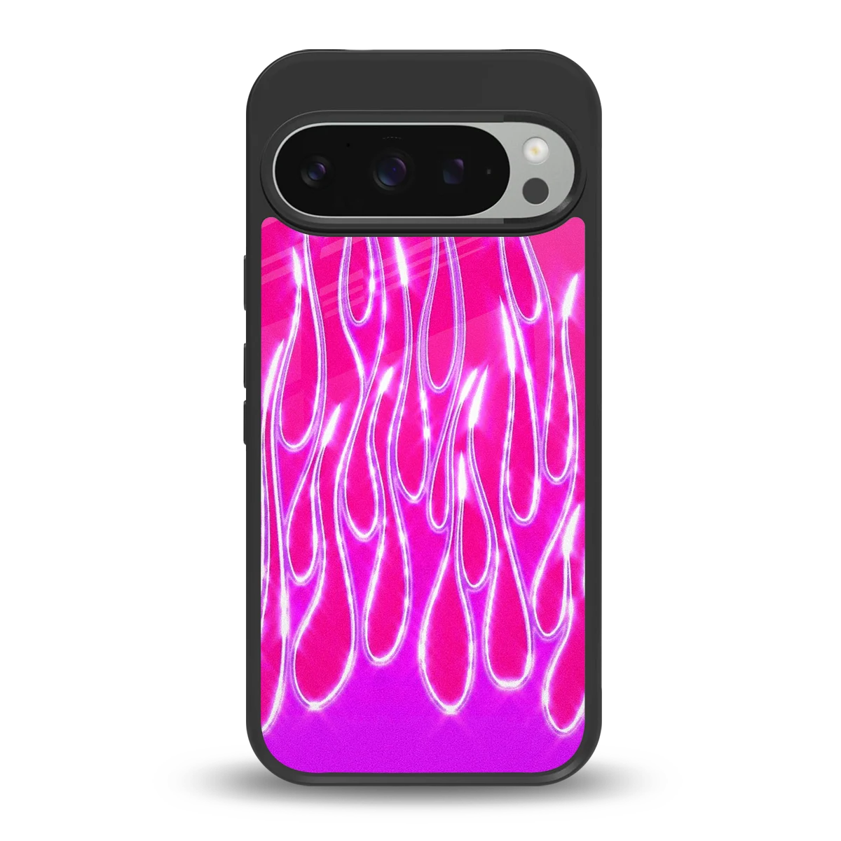 Flames Hot Pink back phone cover | glass case for google pixel 9 pro xl