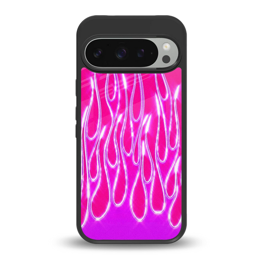 Flames Hot Pink back phone cover | glass case for google pixel 9 pro xl