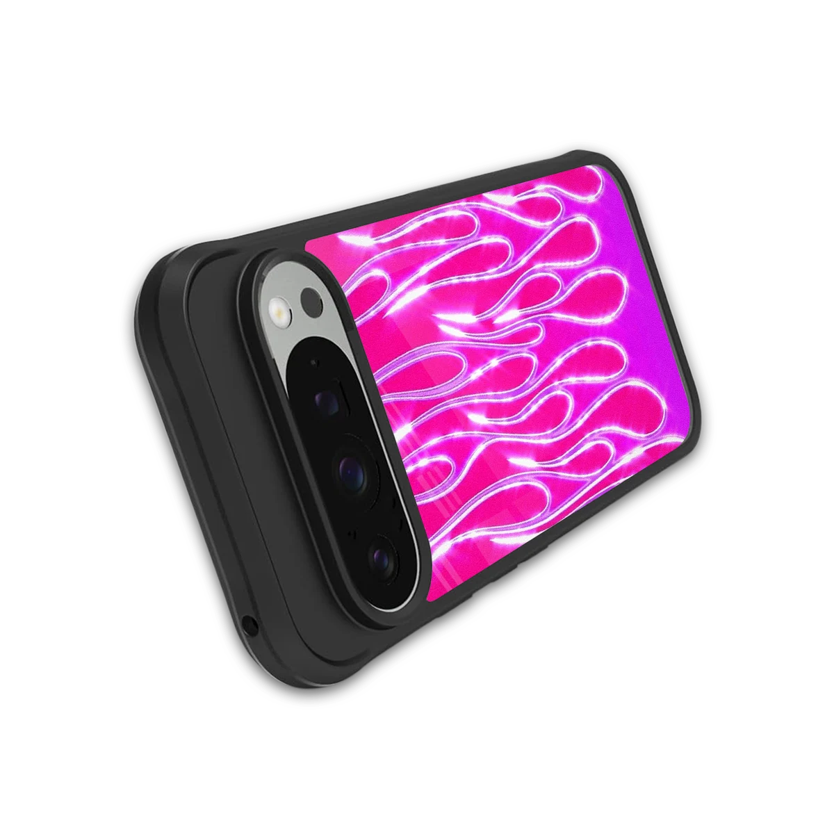 Flames Hot Pink stylish phone case for google pixel 9 pro | glossy glass and slim fit