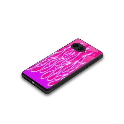 Flames Hot Pink stylish phone case for google pixel 10a | glossy glass and slim fit