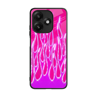 Flames Hot Pink back phone cover | glass case for redmi 12 5g