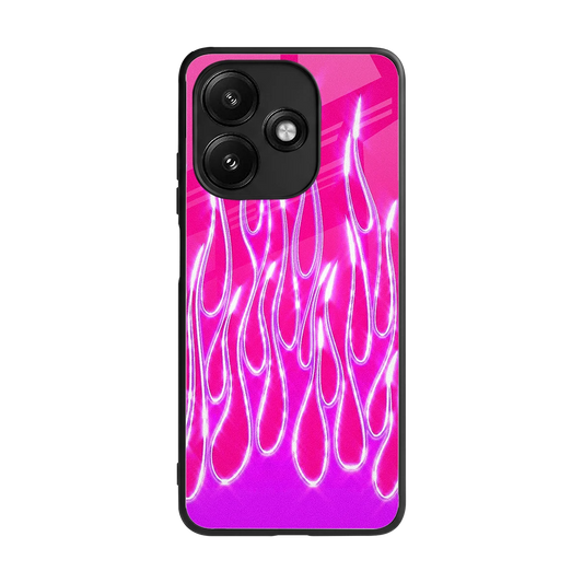 Flames Hot Pink back phone cover | glass case for redmi 12 5g
