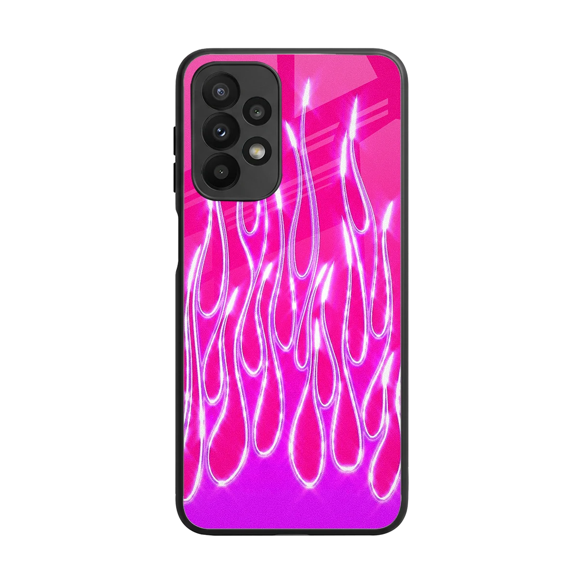 Flames Hot Pink back phone cover | glass case for samsung galaxy a23