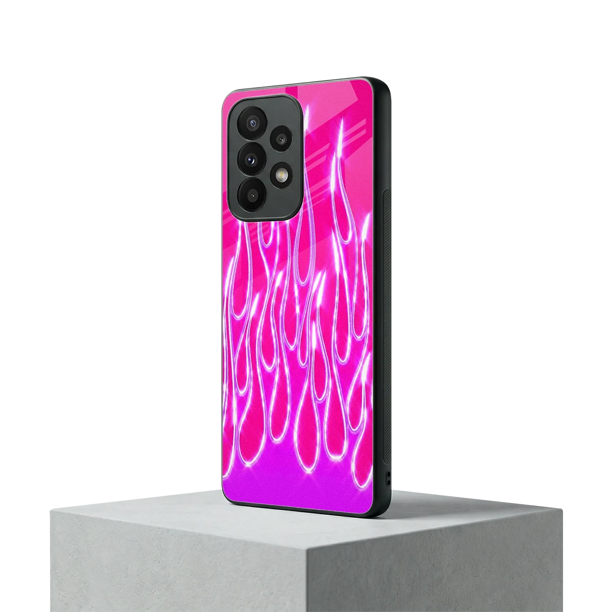 Flames Hot Pink samsung galaxy a23 mobile cover | shockproof glass phone case