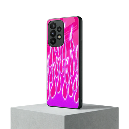 Flames Hot Pink samsung galaxy a23 mobile cover | shockproof glass phone case