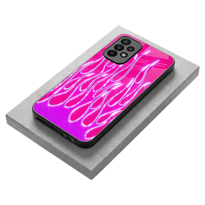 Flames Hot Pink stylish phone case for samsung galaxy a23 | glossy glass and slim fit