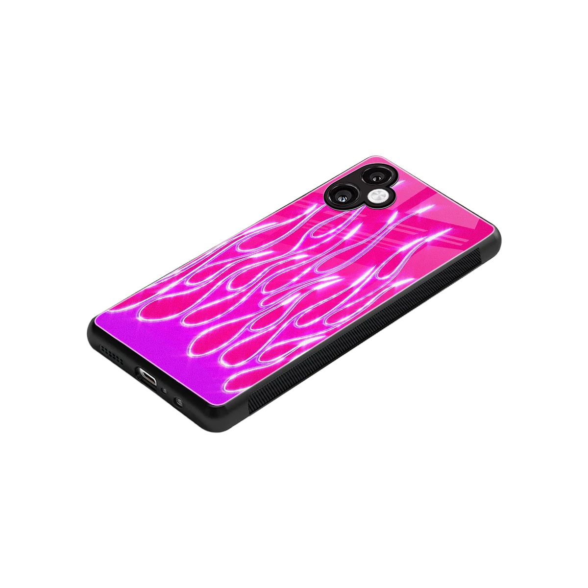 Flames Hot Pink stylish phone case for samsung galaxy a06 5g | glossy glass and slim fit