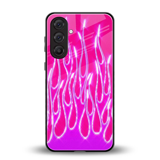 Flames Hot Pink back phone cover | glass case for samsung galaxy m36 5g