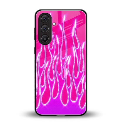 Flames Hot Pink back phone cover | glass case for samsung galaxy a55 5g