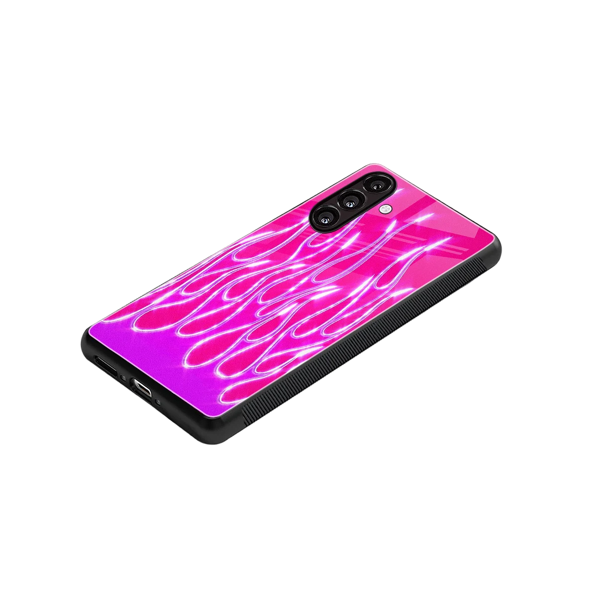 Flames Hot Pink stylish phone case for samsung galaxy a55 5g | glossy glass and slim fit