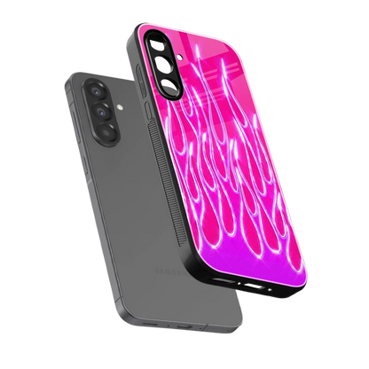 Flames Hot Pink sleek samsung galaxy a36 5g cover with tempered glass back and TPU edges