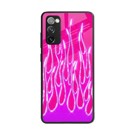 Flames Hot Pink back phone cover | glass case for samsung galaxy s20 fe