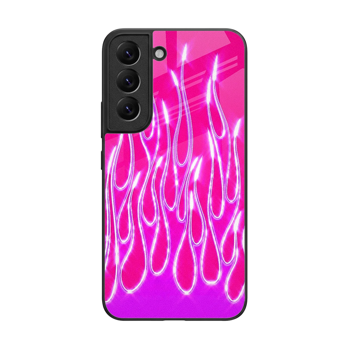 Flames Hot Pink back phone cover | glass case for samsung galaxy s22