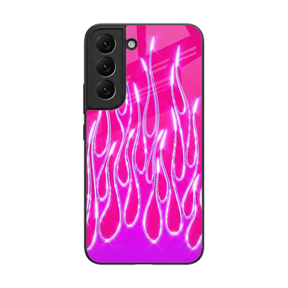 Flames Hot Pink back phone cover | glass case for samsung galaxy s22