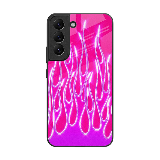 Flames Hot Pink back phone cover | glass case for samsung galaxy s22