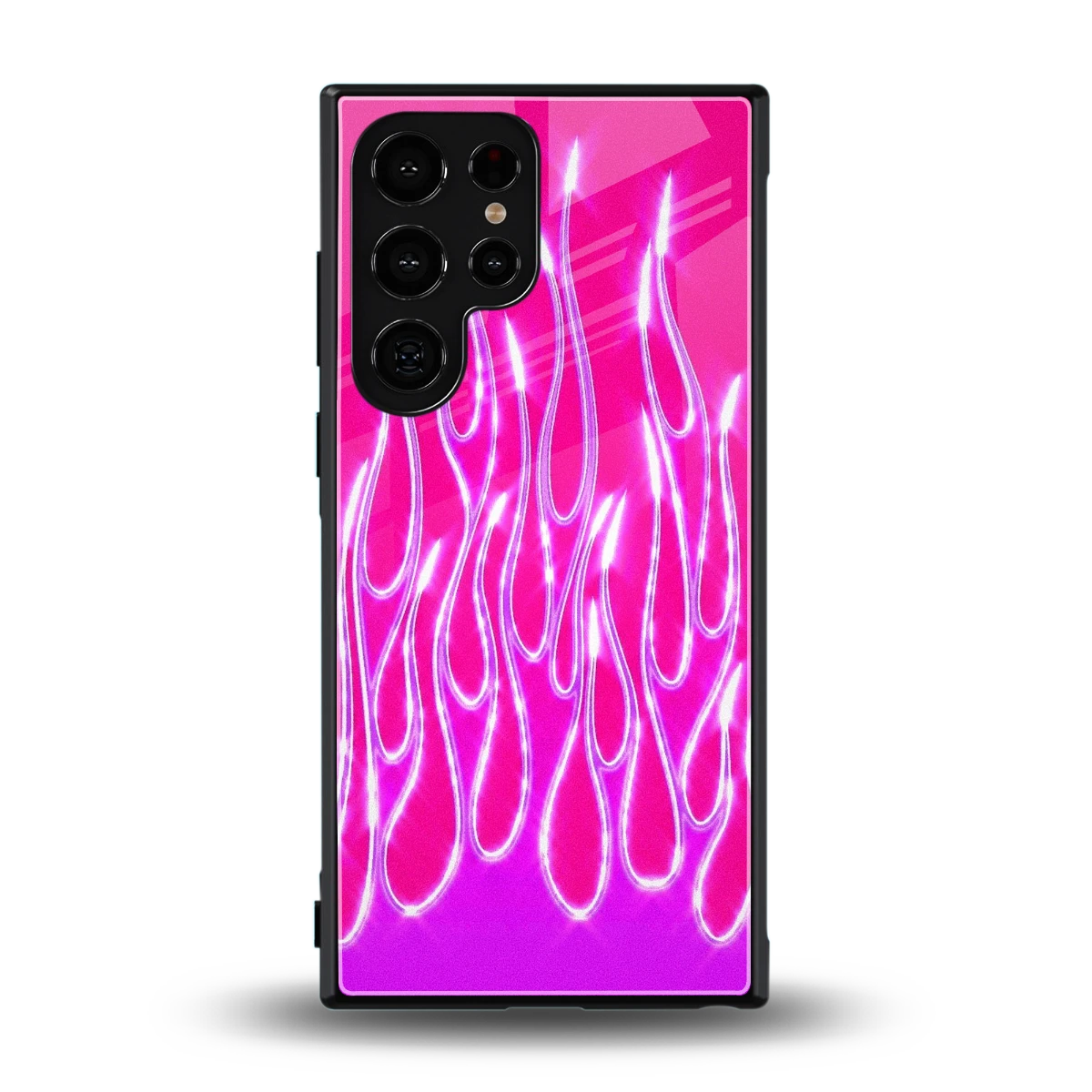 Flames Hot Pink back phone cover | glass case for samsung galaxy s23 ultra