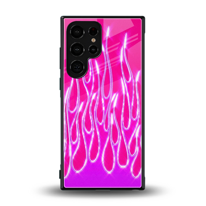 Flames Hot Pink back phone cover | glass case for samsung galaxy s23 ultra
