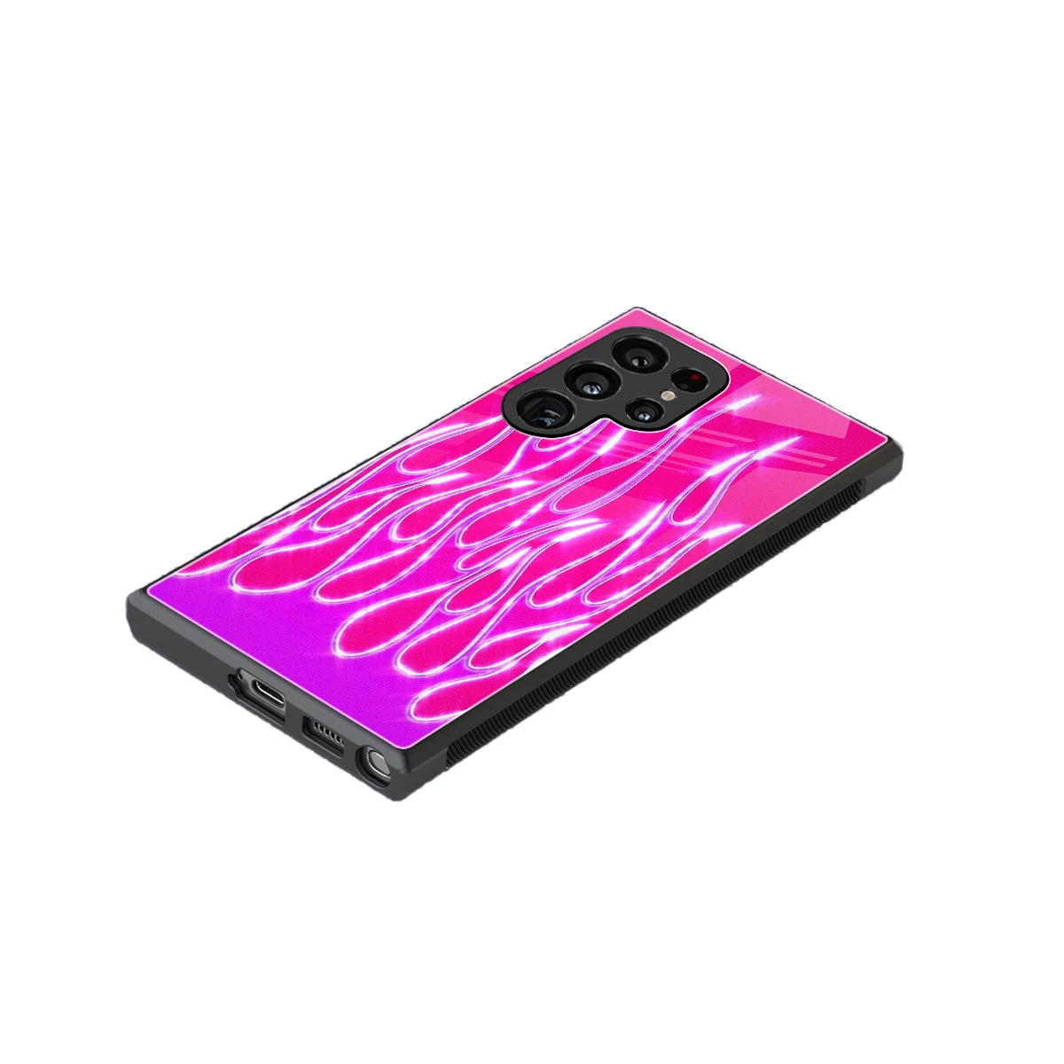 Flames Hot Pink stylish phone case for samsung galaxy s24 ultra | glossy glass and slim fit