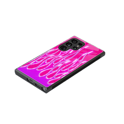 Flames Hot Pink stylish phone case for samsung galaxy s24 ultra | glossy glass and slim fit