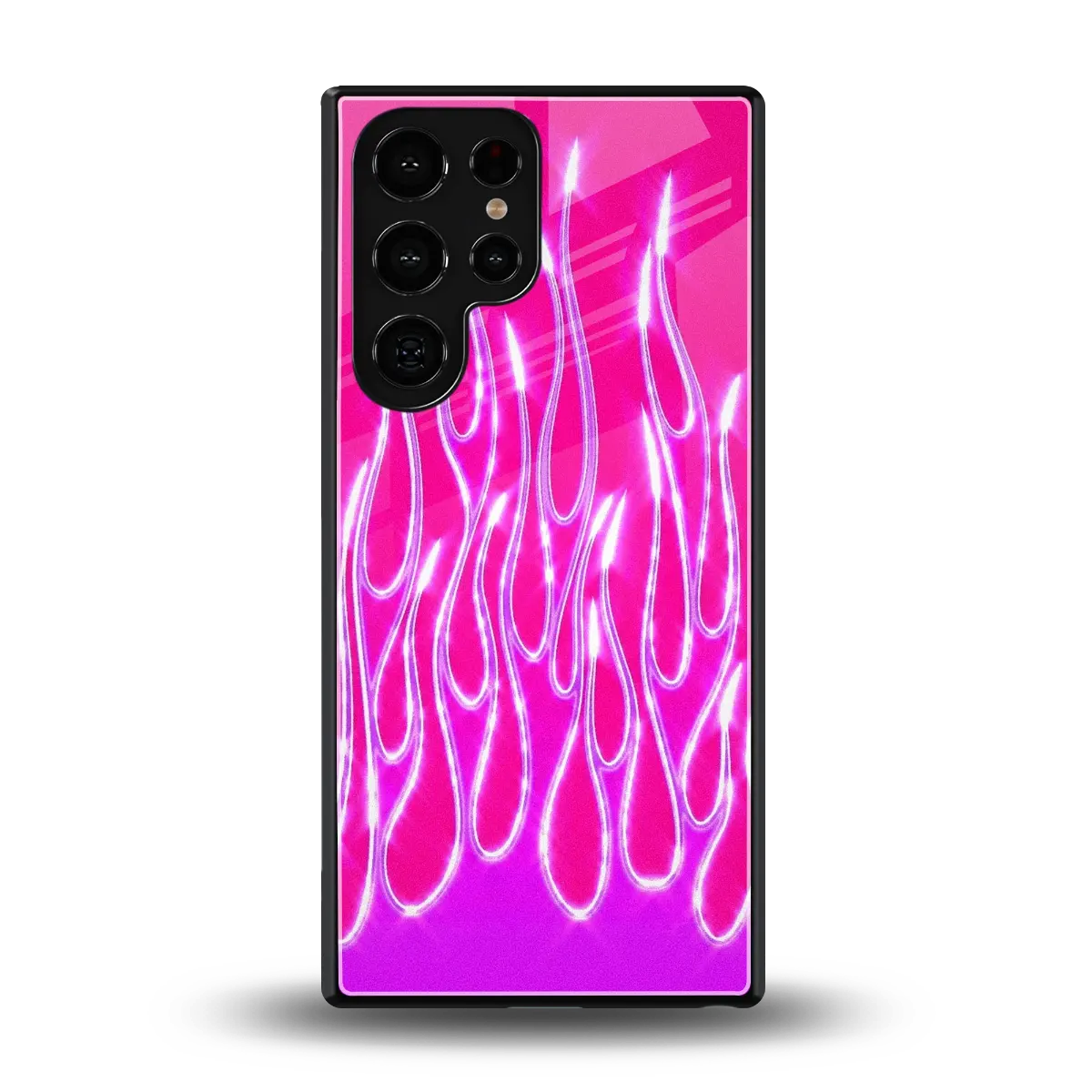 Flames Hot Pink back phone cover | glass case for samsung galaxy s25 ultra