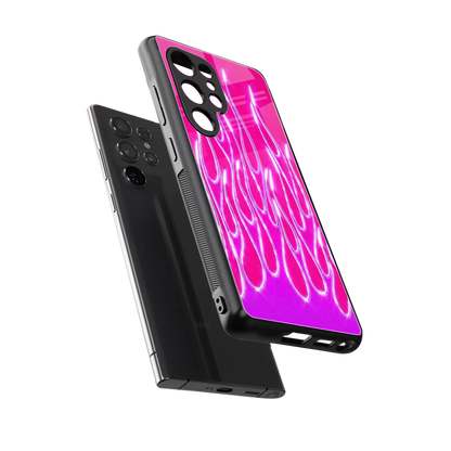 Flames Hot Pink sleek samsung galaxy s25 ultra cover with tempered glass back and TPU edges