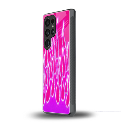 Flames Hot Pink samsung galaxy s25 ultra mobile cover | shockproof glass phone case