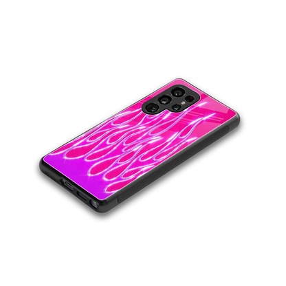 Flames Hot Pink stylish phone case for samsung galaxy s25 ultra | glossy glass and slim fit