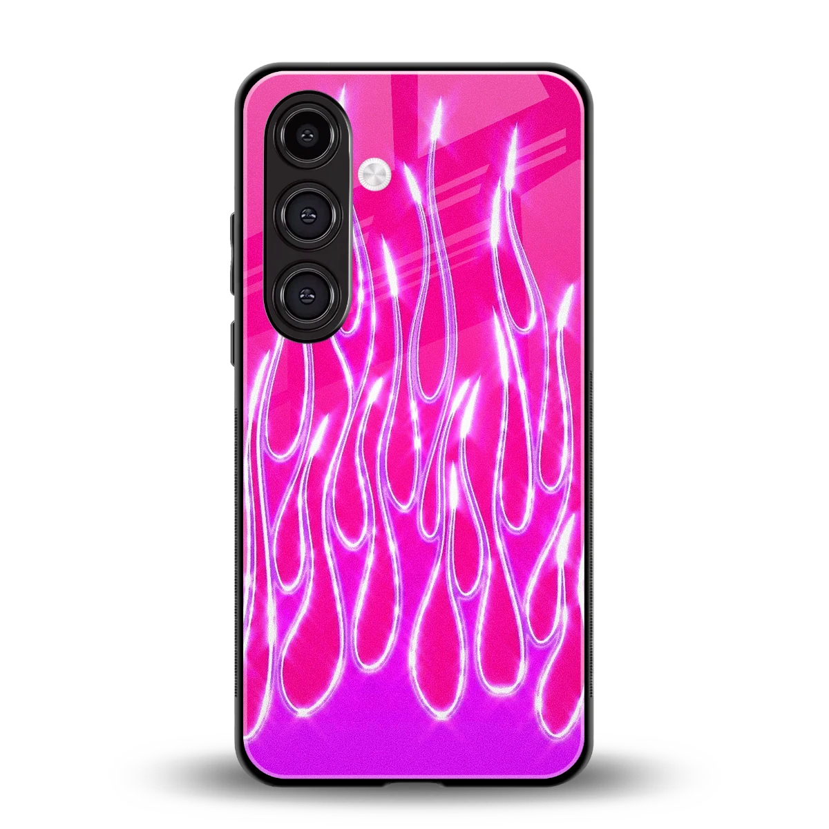 Flames Hot Pink back phone cover | glass case for samsung galaxy s25