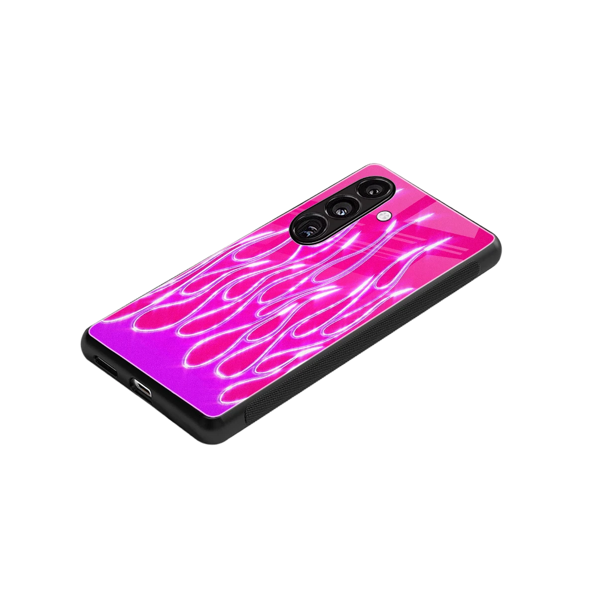Flames Hot Pink stylish phone case for samsung galaxy s25 | glossy glass and slim fit
