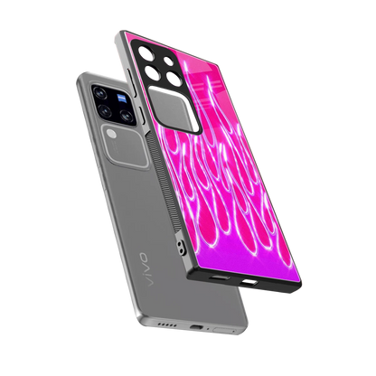 Flames Hot Pink sleekvivo v30 pro cover with tempered glass back and TPU edges