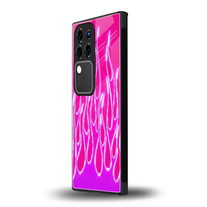 Flames Hot Pinkvivo v30 pro mobile cover | shockproof glass phone case