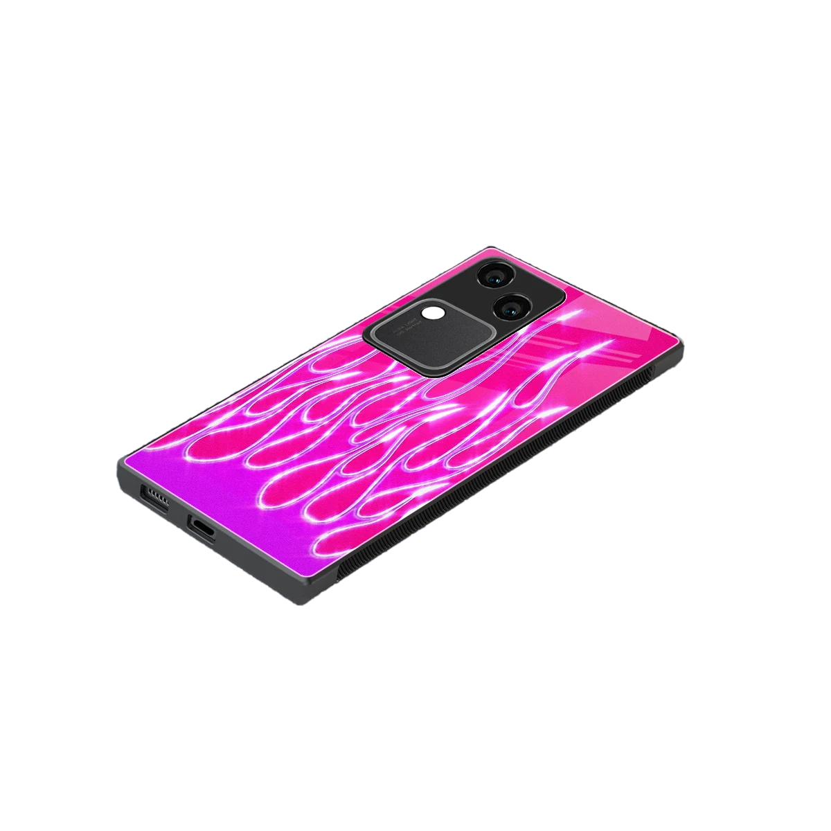 Flames Hot Pink stylish phone case for vivo v30 | glossy glass and slim fit