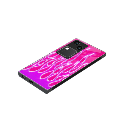 Flames Hot Pink stylish phone case for vivo v30 | glossy glass and slim fit