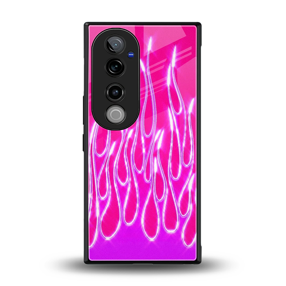 Flames Hot Pink back phone cover | glass case for vivo v40 pro